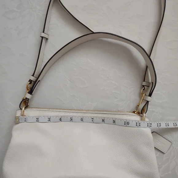 Coach chalk gold Remi refined pebble leather hobo crossbody bag - Picture 14 of 15